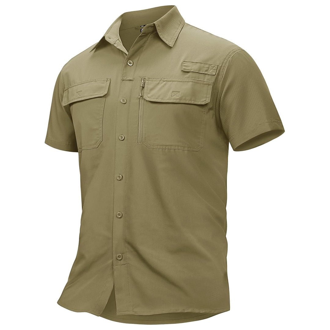 TACVASEN Khaki Fishing Shirt UPF 50+ Lightweight Outdoor Shirt