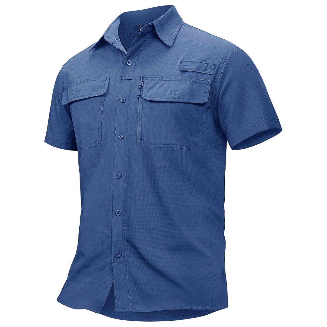 TACVASEN Blue Grey Fishing Shirt UPF 50+ Lightweight Outdoor Shirt
