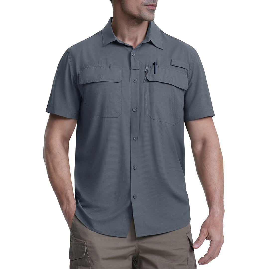 TACVASEN Dark Grey Fishing Shirt UPF 50+ Lightweight Outdoor Shirt
