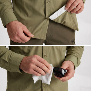 TACVASEN Khaki Men's Fishing Shirts UPF Sun Protection Shirts with Zipper Pockets
