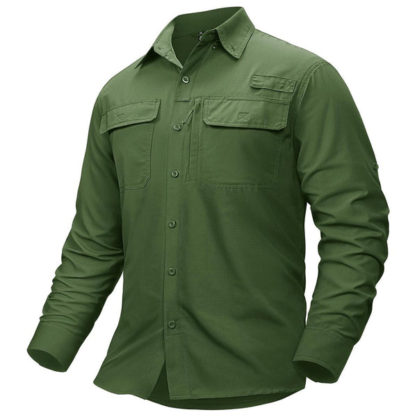 Men's Fishing Shirts UPF50+ Sun Protection Shirts with Zipper Pockets - AT23M3152