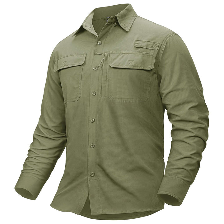 Men's Fishing Shirts UPF50+ Sun Protection Shirts with Zipper Pockets - AT23M3152
