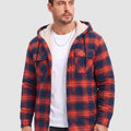 TACVASEN Orange Men's Flannel Plaid Shirt Jacket With 5 Pockets