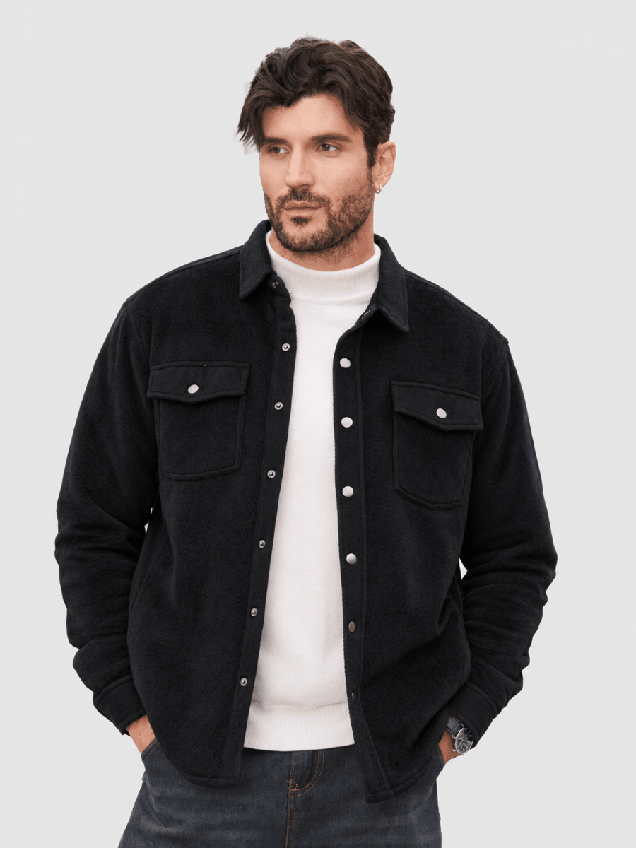 TACVASEN Black Men's Flannel Quilted Lined Winter Jackets
