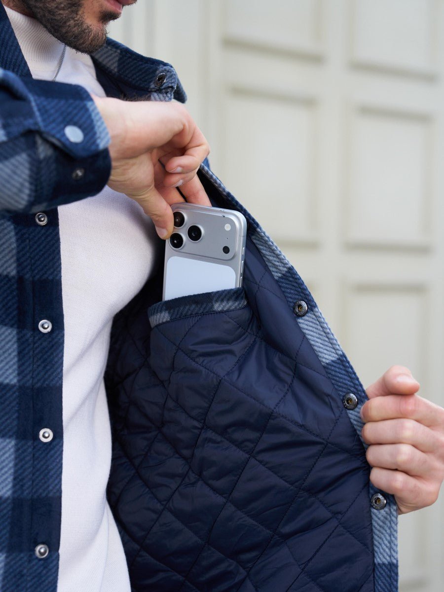 TACVASEN Black Grey Men's Flannel Quilted Lined Winter Jackets