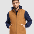 TACVASEN Brown Men's Fleece Heavy-duty Canvas Waterproof Vest