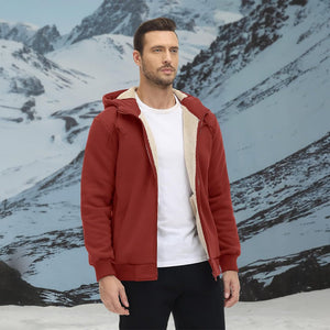 TACVASEN Khaki Men's Fleece Hoodie Jacket Windproof Winter Coats