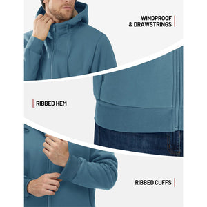 TACVASEN Khaki Men's Fleece Hoodie Jacket Windproof Winter Coats