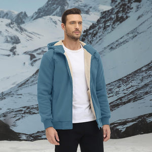 TACVASEN Khaki Men's Fleece Hoodie Jacket Windproof Winter Coats