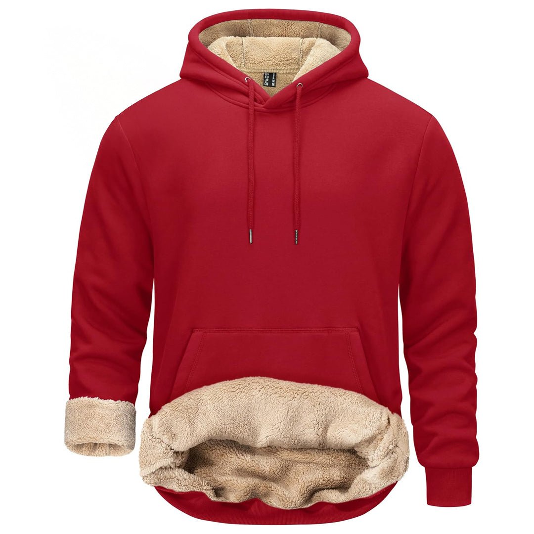 TACVASEN Tomato Red Men's Fleece Hoodie Thick Fleece Lined Sweatshirt