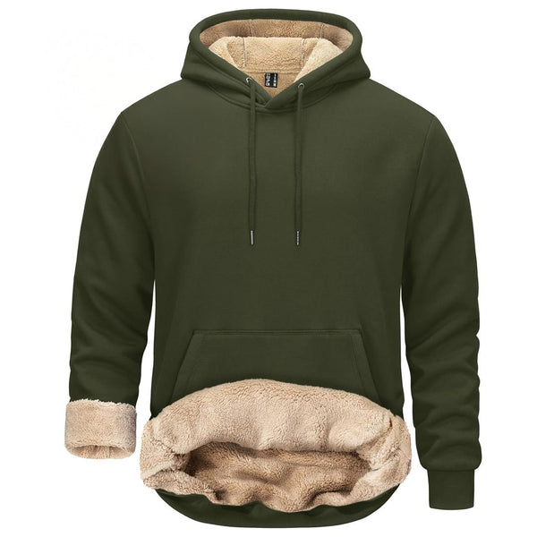 TACVASEN Army Green Men's Fleece Hoodie Thick Fleece Lined Sweatshirt