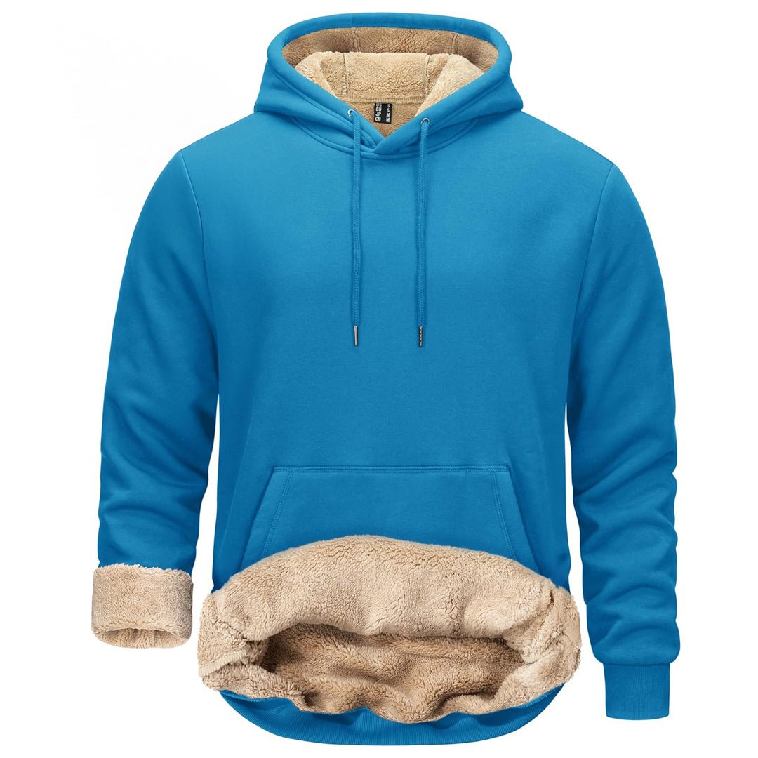 TACVASEN Blue Green Men's Fleece Hoodie Thick Fleece Lined Sweatshirt