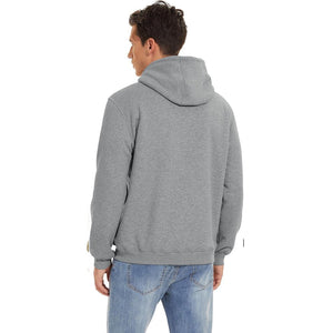 TACVASEN Light Grey Men's Fleece Hoodie Thick Fleece Lined Sweatshirt