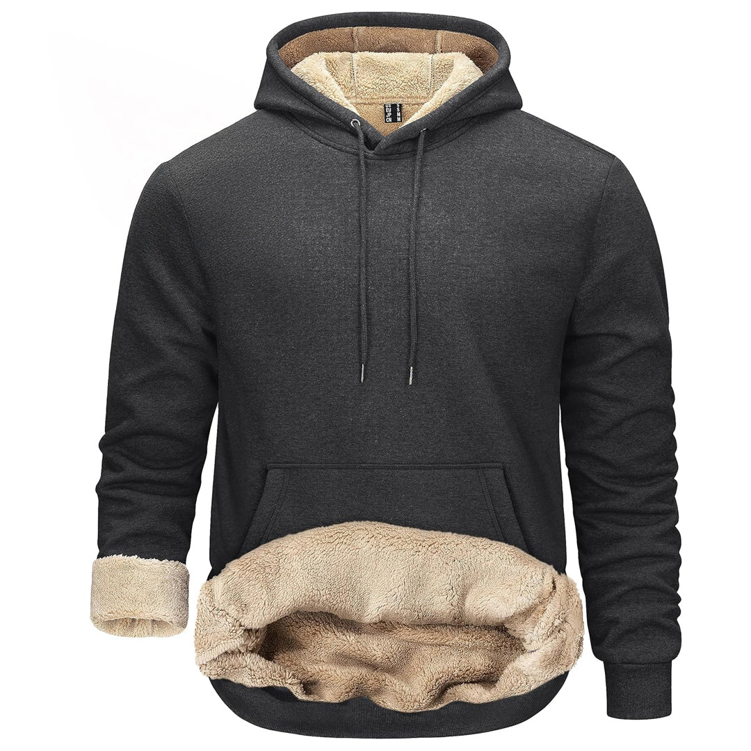 TACVASEN Dark Grey Men's Fleece Hoodie Thick Fleece Lined Sweatshirt