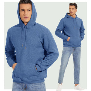 TACVASEN Blue Men's Fleece Hoodie Thick Fleece Lined Sweatshirt