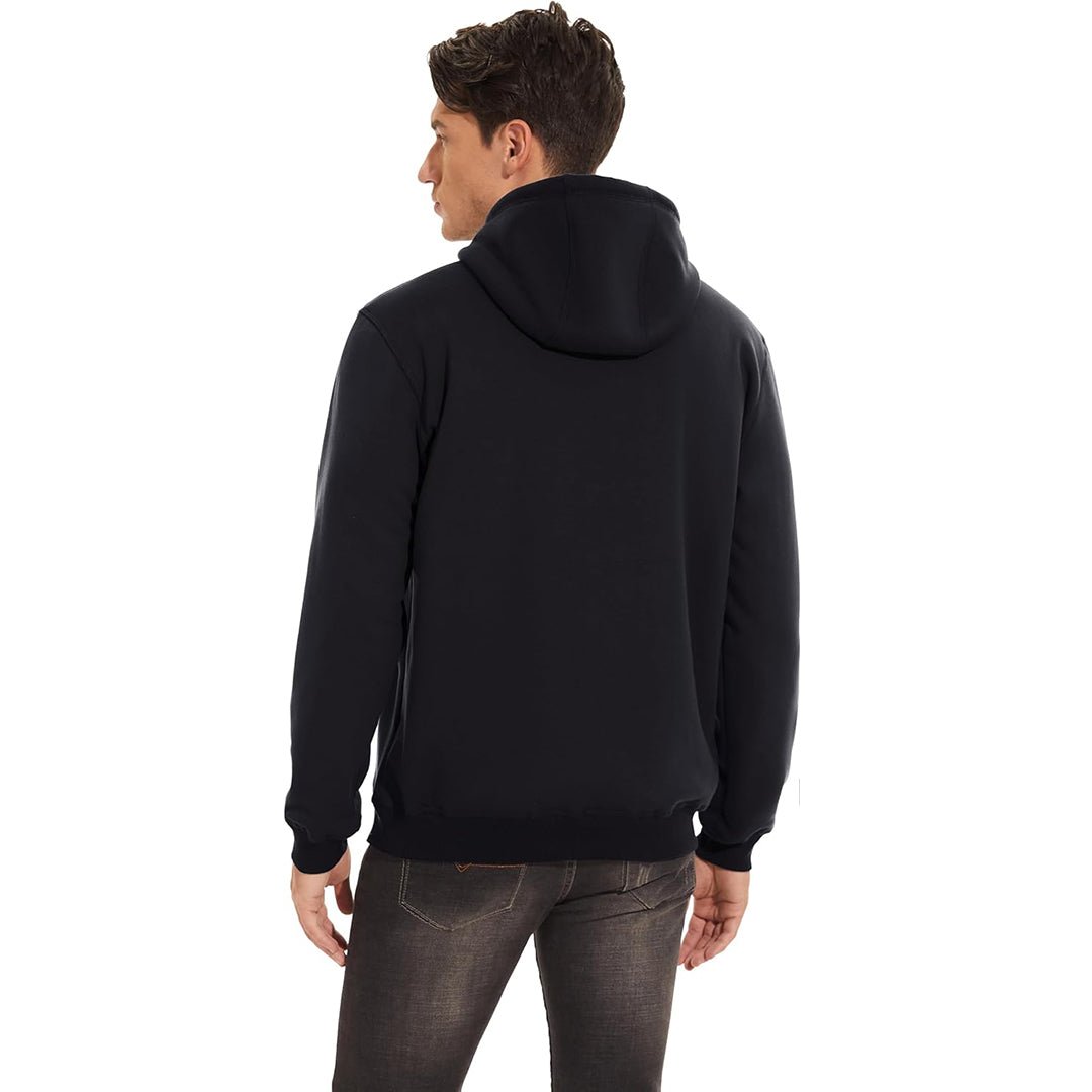 TACVASEN Black Men's Fleece Hoodie Thick Fleece Lined Sweatshirt