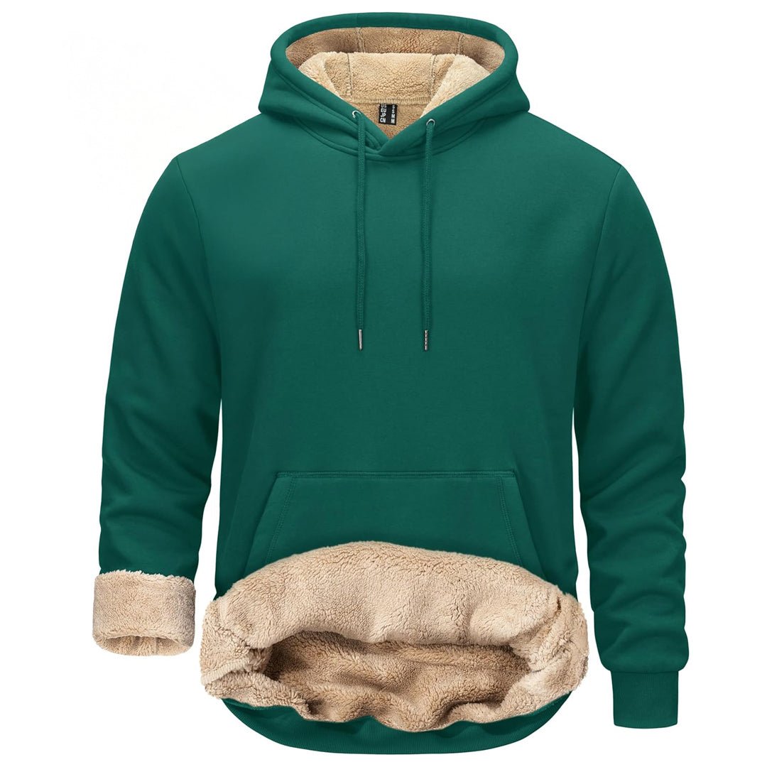 TACVASEN Emerald Green Men's Fleece Hoodie Thick Fleece Lined Sweatshirt