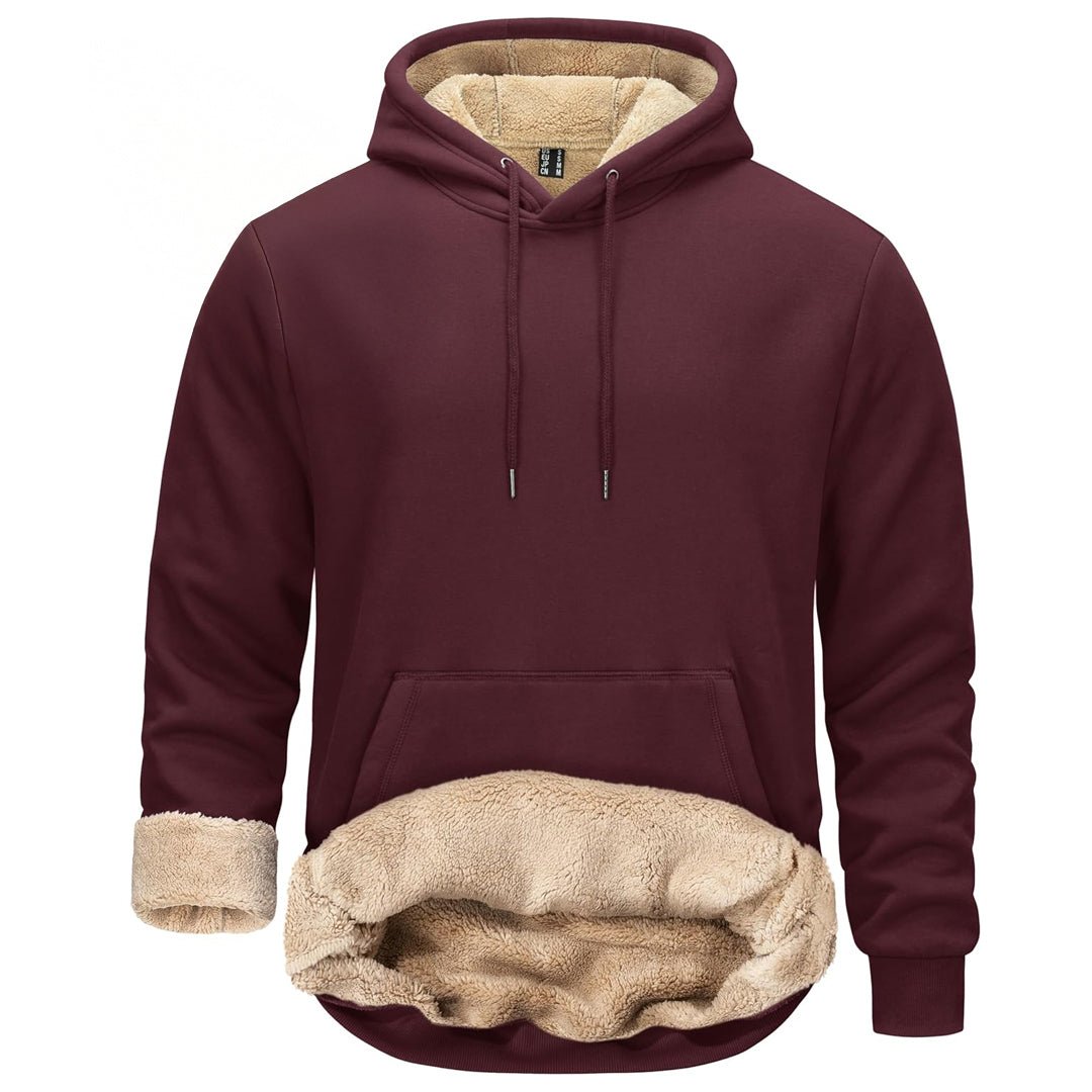 TACVASEN Wine Red Men's Fleece Hoodie Thick Fleece Lined Sweatshirt