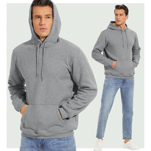 TACVASEN Light Grey Men's Fleece Hoodie Thick Fleece Lined Sweatshirt