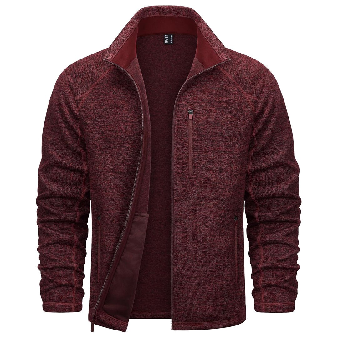 TACVASEN Wine Red Fleece Jacket Full Zip Casual Outdoor Wear