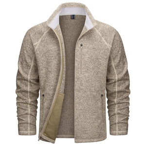 TACVASEN Khaki Fleece Jacket Full Zip Casual Outdoor Wear
