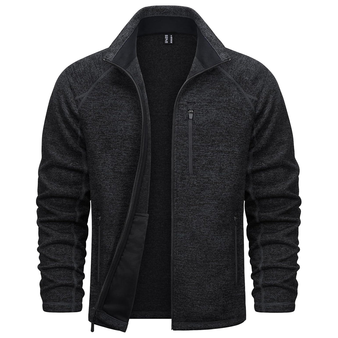 TACVASEN Black Fleece Jacket Full Zip Casual Outdoor Wear
