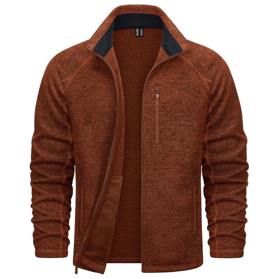 TACVASEN Brick Red Fleece Jacket Full Zip Casual Outdoor Wear