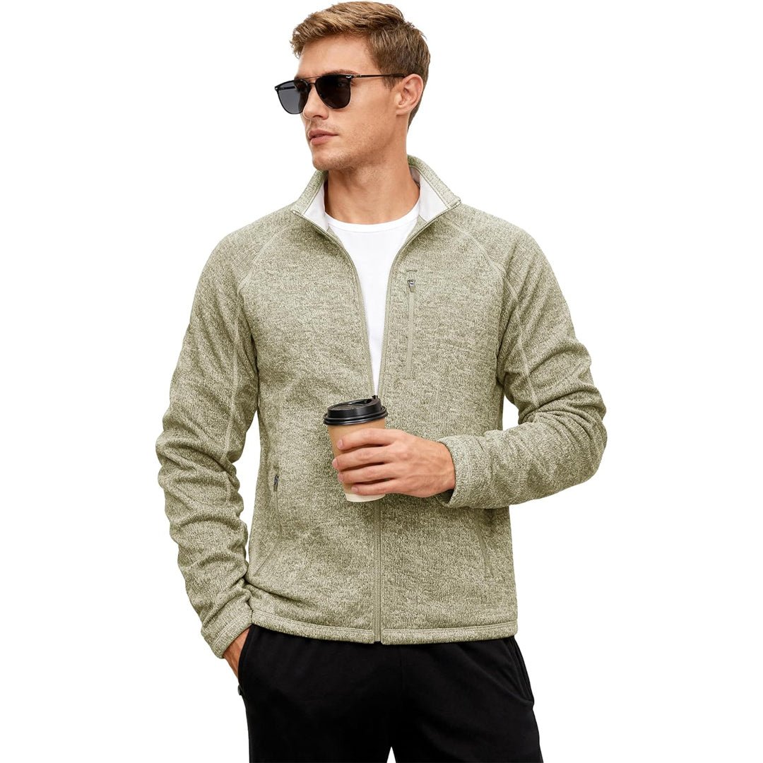 TACVASEN Light Yellow Fleece Jacket Full Zip Casual Outdoor Wear