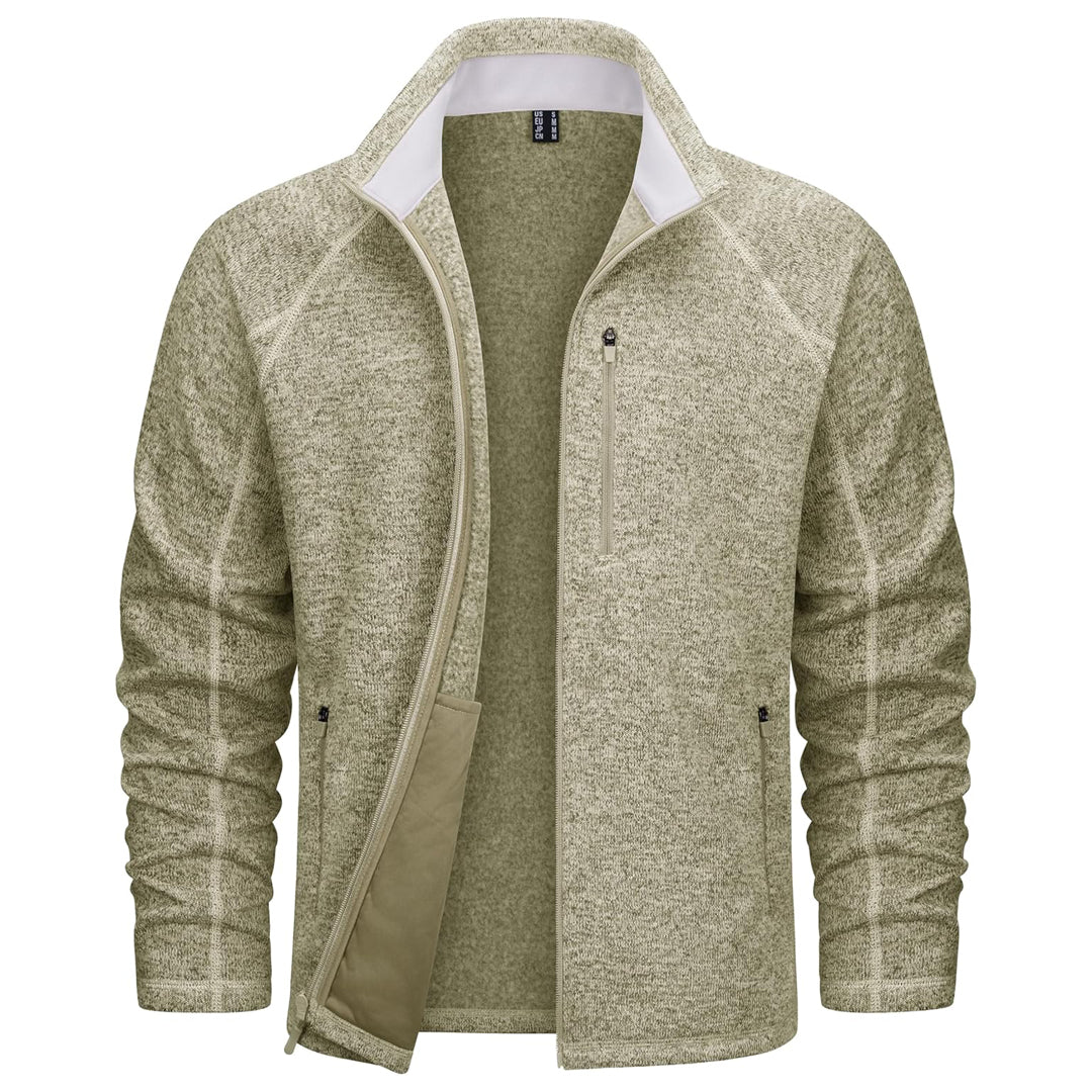 TACVASEN Light Yellow Fleece Jacket Full Zip Casual Outdoor Wear