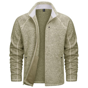 TACVASEN Light Yellow Fleece Jacket Full Zip Casual Outdoor Wear