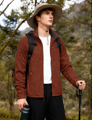 TACVASEN Brick Red Fleece Jacket Full Zip Casual Outdoor Wear