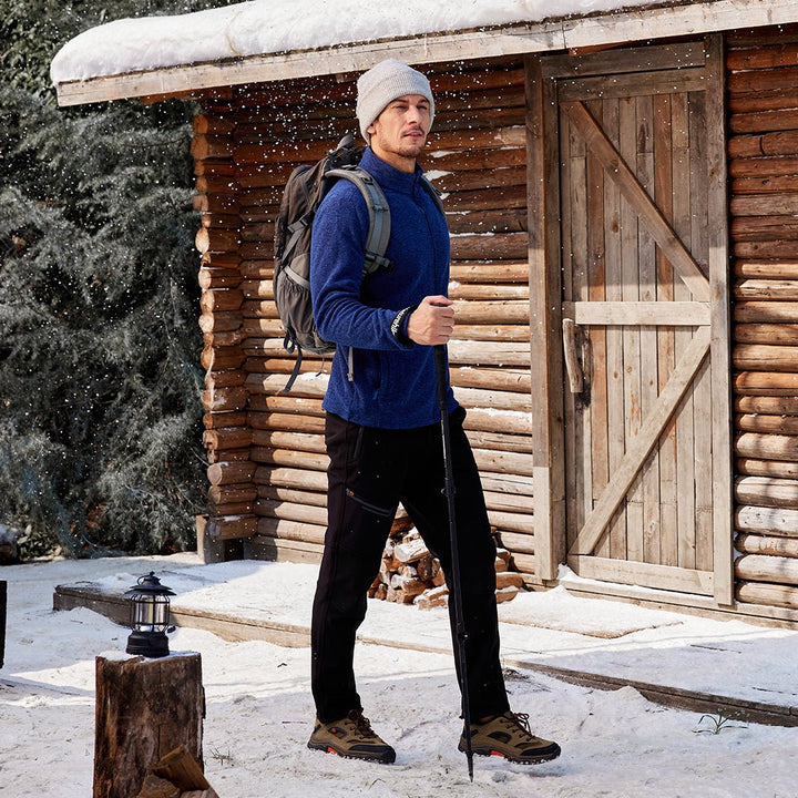 Men’s Fleece Jacket Full Zip Lightweight Warm Casual Coat with Pockets - L22M695