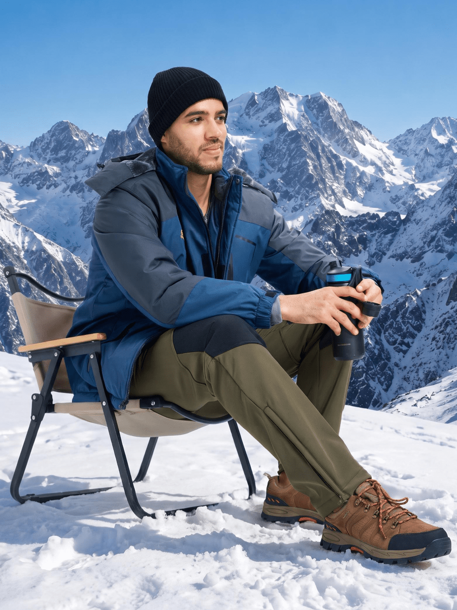 TACVASEN Army Green Men's Fleece Lined Snow Ski Waterproof Pants