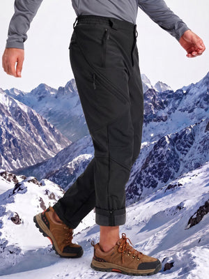 TACVASEN Black Men's Fleece Lined Snow Ski Waterproof Pants