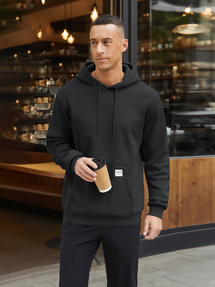TACVASEN Black Men's Fleece Lined Sweatshirt Hoodies