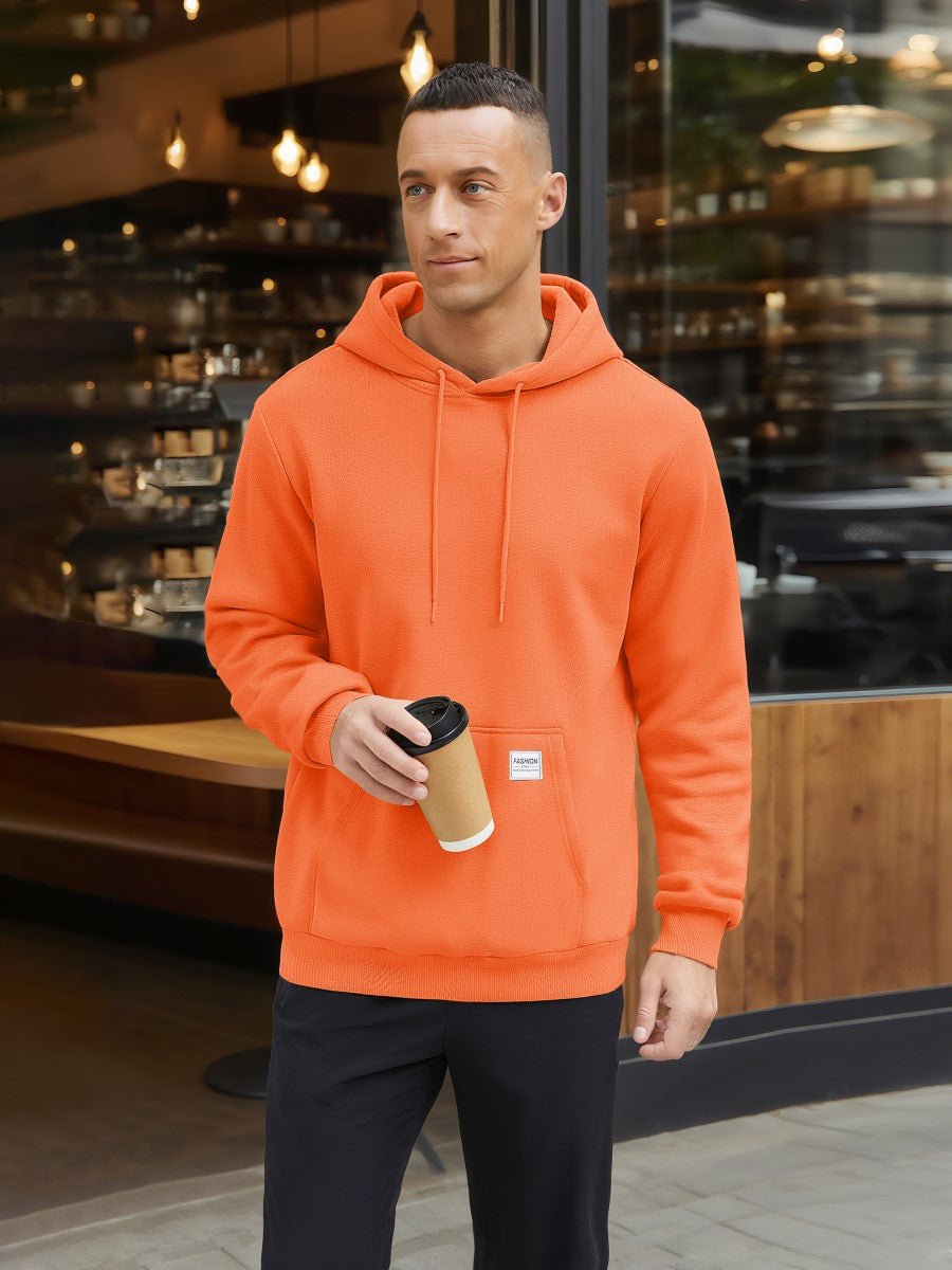 TACVASEN Orange Men's Fleece Lined Sweatshirt Hoodies