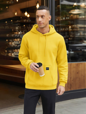 TACVASEN Yellow Men's Fleece Lined Sweatshirt Hoodies