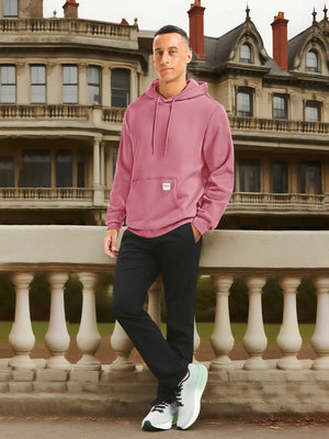 TACVASEN Grey Pink Men's Fleece Lined Sweatshirt Hoodies