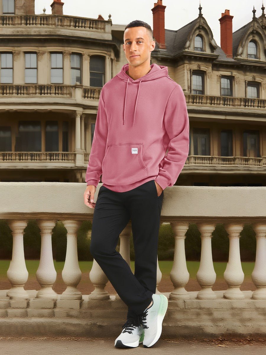 TACVASEN Grey Pink Men's Fleece Lined Sweatshirt Hoodies