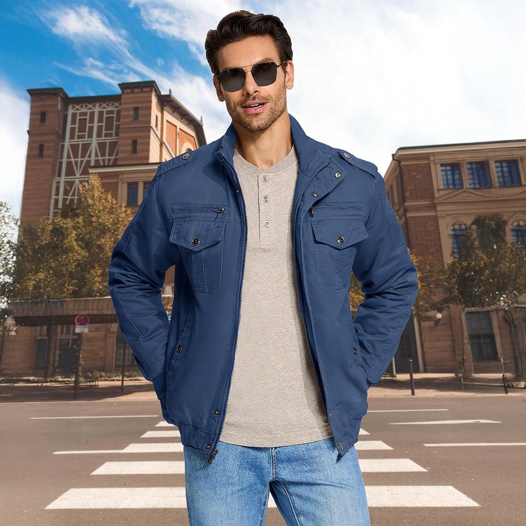 TACVASEN Black Men's Fleece Lined Tactical Bomber Jacket