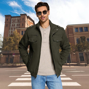TACVASEN Black Men's Fleece Lined Tactical Bomber Jacket