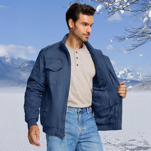 TACVASEN Black Men's Fleece Lined Tactical Bomber Jacket