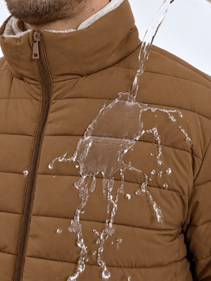 TACVASEN Light Brown Men's Fleece Lined Water Resistant Puffy Coat