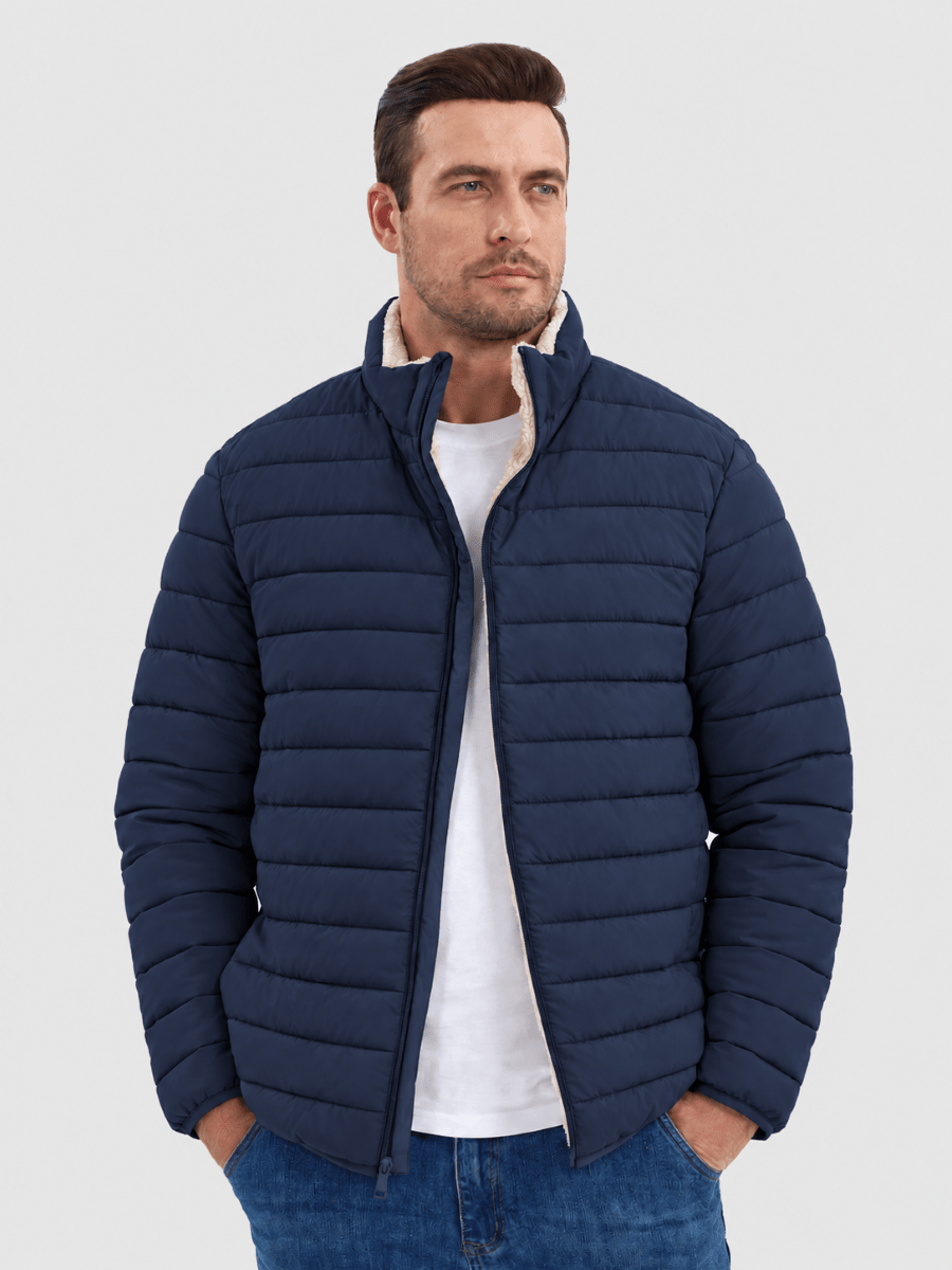TACVASEN Navy Men's Fleece Lined Water Resistant Puffy Coat