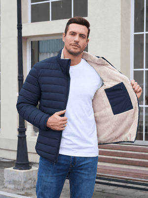 TACVASEN Navy Men's Fleece Lined Water Resistant Puffy Coat
