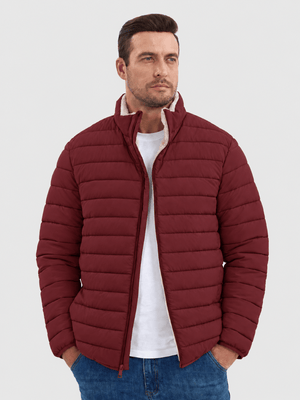 TACVASEN Vintage Red Men's Fleece Lined Water Resistant Puffy Coat