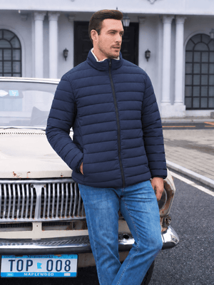 TACVASEN Navy Men's Fleece Lined Water Resistant Puffy Coat