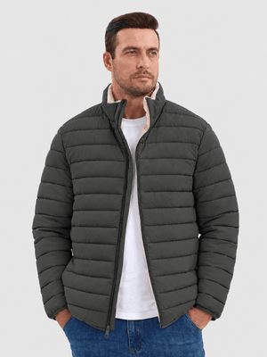 TACVASEN Dark Grey Men's Fleece Lined Water Resistant Puffy Coat