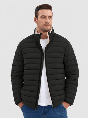 TACVASEN Black Men's Fleece Lined Water Resistant Puffy Coat
