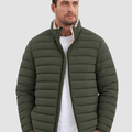 TACVASEN Army Green Men's Fleece Lined Water Resistant Puffy Coat